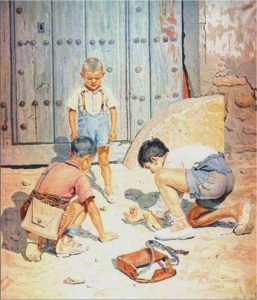 “Niños jugando a las bolas” de Antonio López.